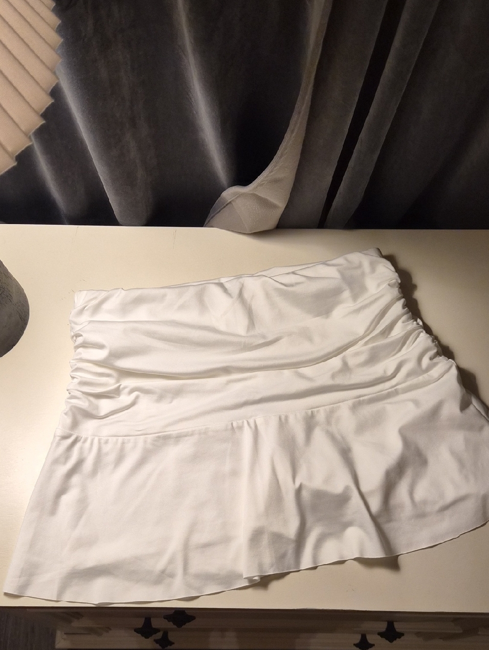White Ruched Mini Skirt